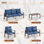 7-Person Outdoor Sofa Seating Group with Coffee Table – Modern Patio Furniture Set, Optional Propane Fire Pit