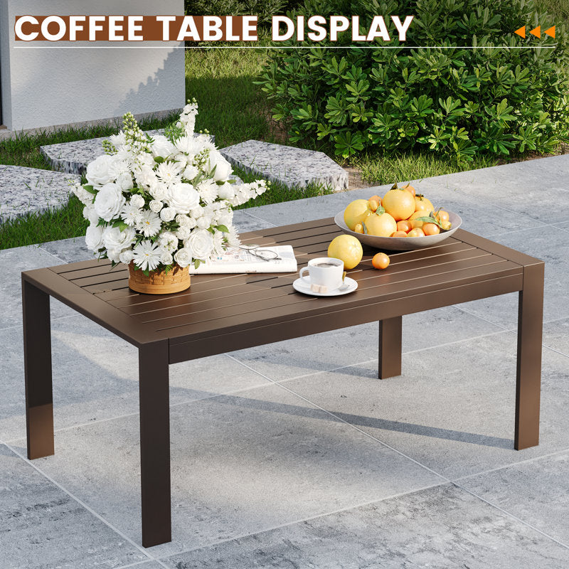 7-Person Outdoor Sofa Seating Group with Coffee Table – Modern Patio Furniture Set, Optional Propane Fire Pit