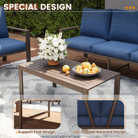 7-Person Outdoor Sofa Seating Group with Coffee Table – Modern Patio Furniture Set, Optional Propane Fire Pit