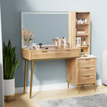 48 Inch Vanity Desk with HD Lighted Mirror & Glass Top