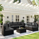 7-pieces Outdoor Rattan Wicker Sectional Seating Group With Cushions