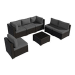 7-pieces Outdoor Rattan Wicker Sectional Seating Group With Cushions