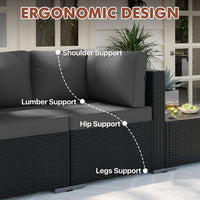 7-pieces Outdoor Rattan Wicker Sectional Seating Group With Cushions