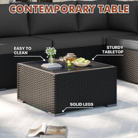 7-pieces Outdoor Rattan Wicker Sectional Seating Group With Cushions