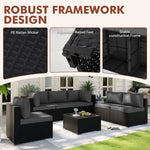 7-pieces Outdoor Rattan Wicker Sectional Seating Group With Cushions