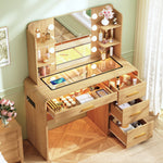 Vanity Desk with Mirror, RGB Drawer Lighting & 4 Drawers