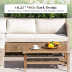 All-Weather Wicker Outdoor Patio Conversation Set with Acacia Wood Coffee