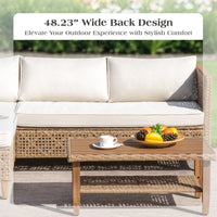 All-Weather Wicker Outdoor Patio Conversation Set with Acacia Wood Coffee