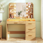 Vanity Desk with Mirror, RGB Drawer Lighting & 4 Drawers