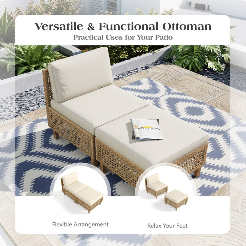All-Weather Wicker Outdoor Patio Conversation Set with Acacia Wood Coffee