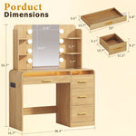Vanity Desk with Mirror, RGB Drawer Lighting & 4 Drawers