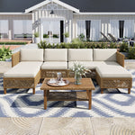 All-Weather Wicker Outdoor Patio Conversation Set with Acacia Wood Coffee