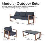 Arunas 10-Person Outdoor Conversation Furniture Set with Wood Grain Pattern & Cushions