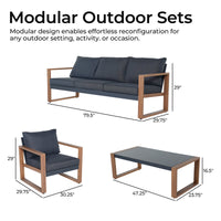 Arunas 10-Person Outdoor Conversation Furniture Set with Wood Grain Pattern & Cushions