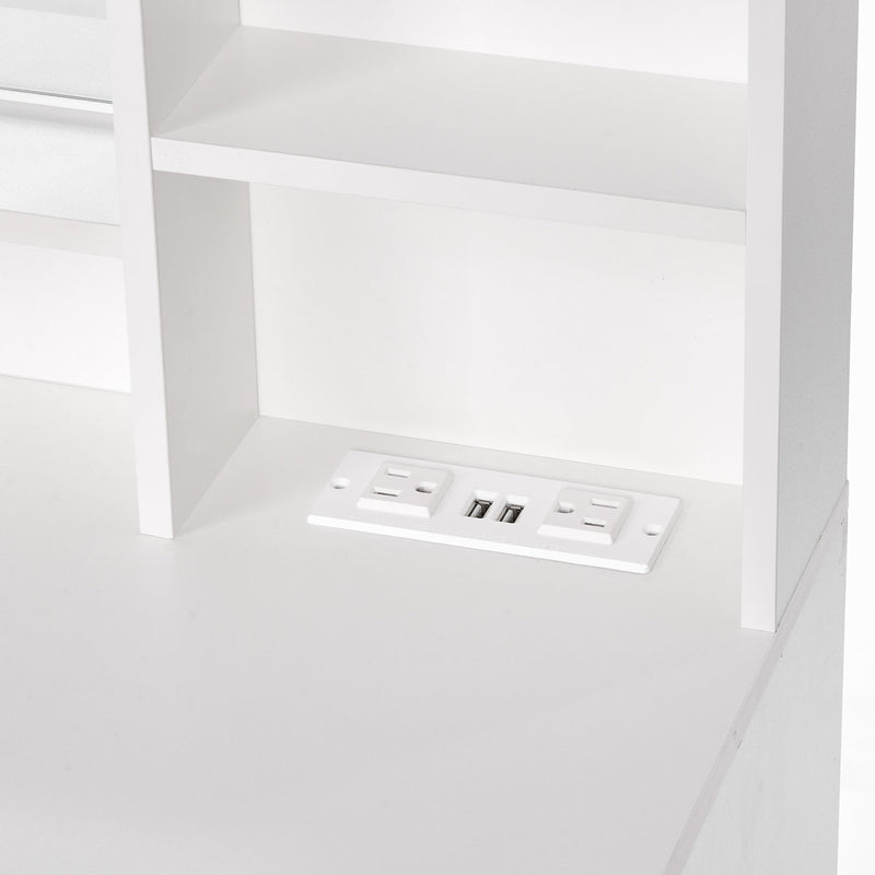 Adriel 39.4 Inch Makeup Vanity with LED Mirror, 7 Drawers & Stool