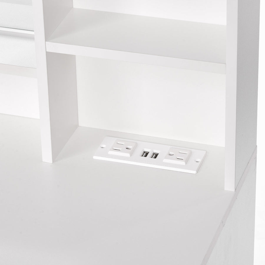 Adriel 39.4 Inch Makeup Vanity with LED Mirror, 7 Drawers & Stool