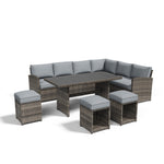 Atvars 8-Person Wicker Outdoor Sectional Seating Group with Storage Ottomans