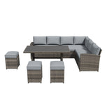 Atvars 8-Person Wicker Outdoor Sectional Seating Group with Storage Ottomans