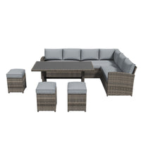 Atvars 8-Person Wicker Outdoor Sectional Seating Group with Storage Ottomans