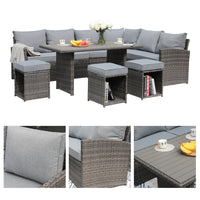 Atvars 8-Person Wicker Outdoor Sectional Seating Group with Storage Ottomans