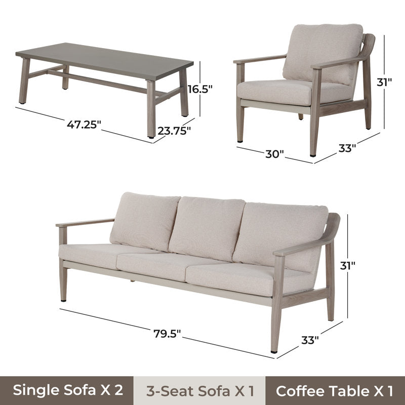 Arondell Aluminum 5-Person Outdoor Seating Group with Olefin Cushions