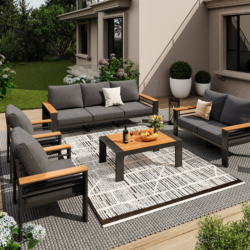 Aluminum Patio Conversation Set with Removable Cushions