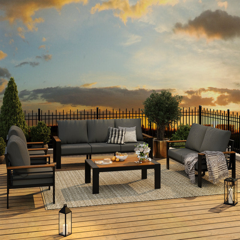 Aluminum Patio Conversation Set with Removable Cushions