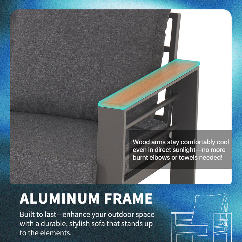 Aluminum Patio Conversation Set with Removable Cushions