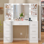 Camyla Makeup Vanity Table with LED Mirror & Jewelry Hooks