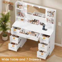 Camyla Makeup Vanity Table with LED Mirror & Jewelry Hooks