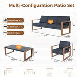 Berau Arunas 5-Person Aluminum Outdoor Conversation Set with Wood-Grain Finish & Weather-Resistant Cushion