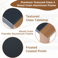Berau Arunas 5-Person Aluminum Outdoor Conversation Set with Wood-Grain Finish & Weather-Resistant Cushion