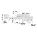 Berau Arunas 5-Person Aluminum Outdoor Conversation Set with Wood-Grain Finish & Weather-Resistant Cushion