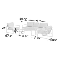 Berau Arunas 5-Person Aluminum Outdoor Conversation Set with Wood-Grain Finish & Weather-Resistant Cushion