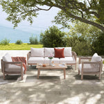 Clorie 4-Pieces Solid Wood Outdoor Sofa Seating Group with Cushions