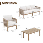 Clorie 4-Pieces Solid Wood Outdoor Sofa Seating Group with Cushions