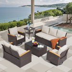 6 Pieces Patio Furniture Sets With Swivel Chairs, Outdoor Furniture Set For Porch Deck Bistro Lawn Garden Backyard Poolsid