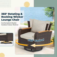 6 Pieces Patio Furniture Sets With Swivel Chairs, Outdoor Furniture Set For Porch Deck Bistro Lawn Garden Backyard Poolsid