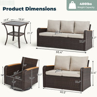 6 Pieces Patio Furniture Sets With Swivel Chairs, Outdoor Furniture Set For Porch Deck Bistro Lawn Garden Backyard Poolsid