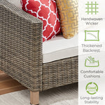 5 Pieces Outdoor Patio Furniture Set, Rattan Wicker Lounge Chairs Sets With Ottomans