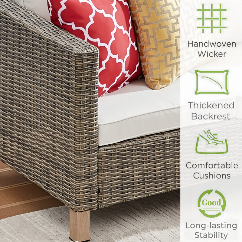 5 Pieces Outdoor Patio Furniture Set, Rattan Wicker Lounge Chairs Sets With Ottomans