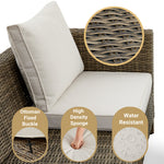 5 Pieces Outdoor Patio Furniture Set, Rattan Wicker Lounge Chairs Sets With Ottomans