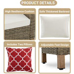 5 Pieces Outdoor Patio Furniture Set, Rattan Wicker Lounge Chairs Sets With Ottomans