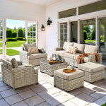 8 Pieces Modular Wicker Rattan Patio Furniture Set With Cushions