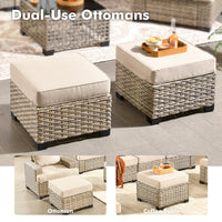 8 Pieces Modular Wicker Rattan Patio Furniture Set With Cushions