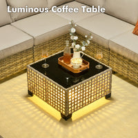 8 Pieces Modular Wicker Rattan Patio Furniture Set With Cushions
