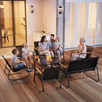 8-Pieces Outdoor Rocking Conversation Set with Loveseat, Wood Armrests and Coffee Table