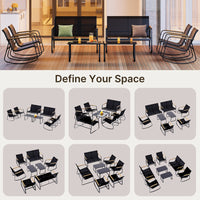 8-Pieces Outdoor Rocking Conversation Set with Loveseat, Wood Armrests and Coffee Table