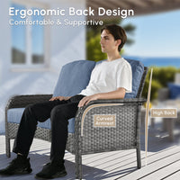 4 - Person Patio Furniture Set with Rocking Swivel Chairs, Outdoor Wicker Rattan Loveseat Seating Group with Cushions, All Weather Sofa Conversation Set with End Table for Garden Backyard