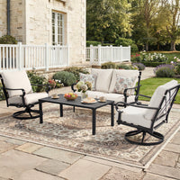 4-Piece Classic Outdoor Conversation Set with Swivel Rocking Chairs, Loveseat and Coffee Table